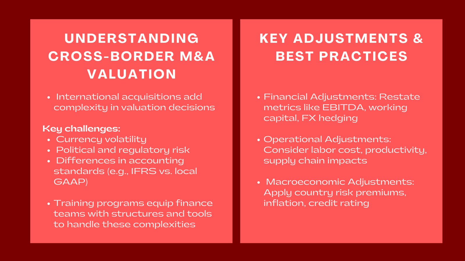 Cross-Border M&A Valuation Training Adjustments and Best Practices