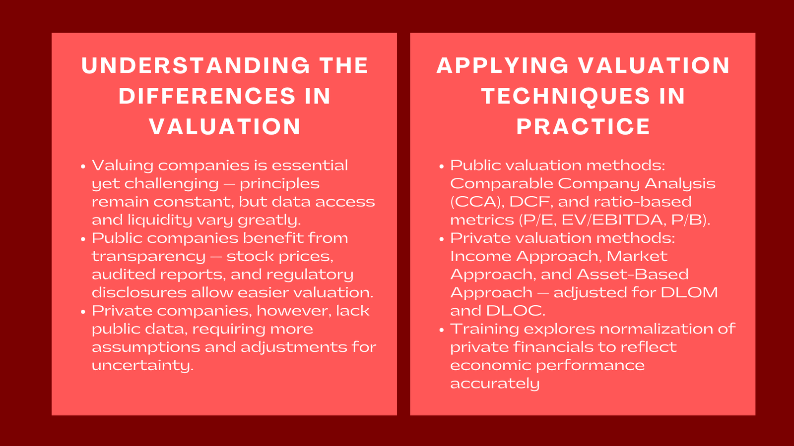 Training Module Private vs Public Company Valuation for Investors
