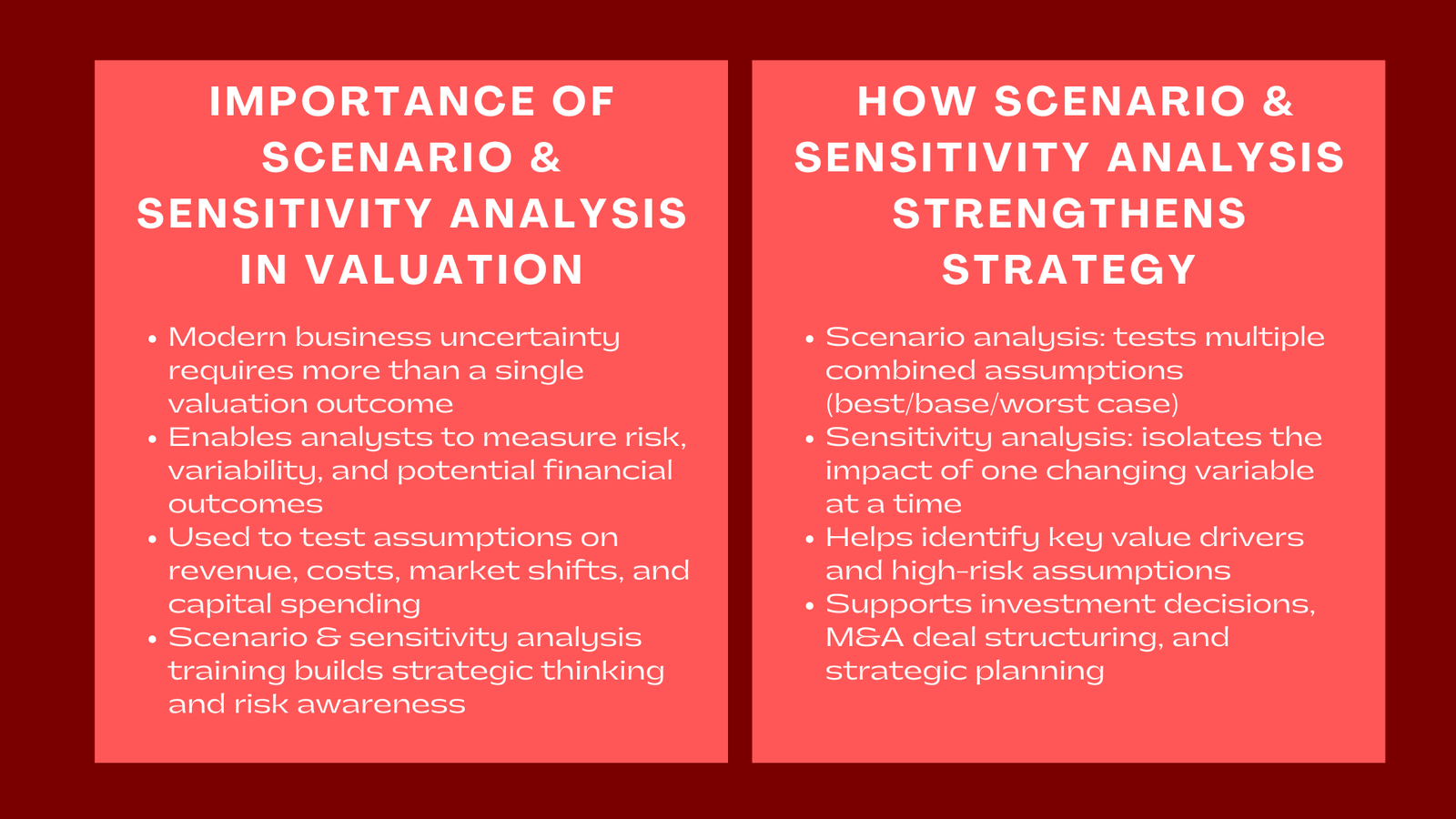 Scenario and Sensitivity Analysis Training for Business Valuation